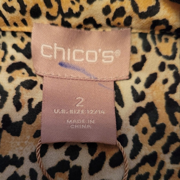 Chico's Leopard Print Button-Up Convertible Blouse NWT - Picture 13 of 15
